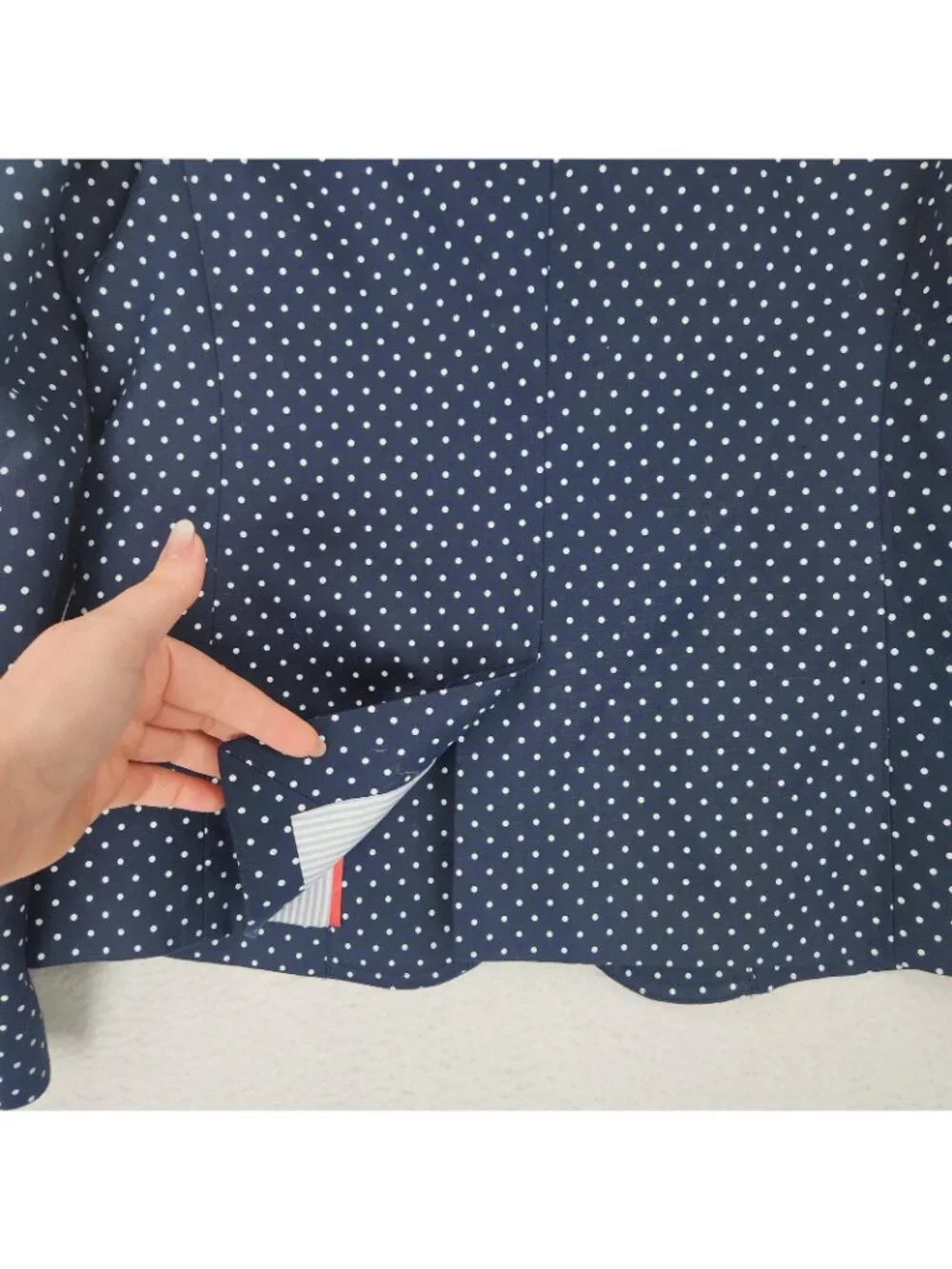 J Crew Jacket Womens 6 Blue Polka Dot Linen Blend Two Button Blazer Career